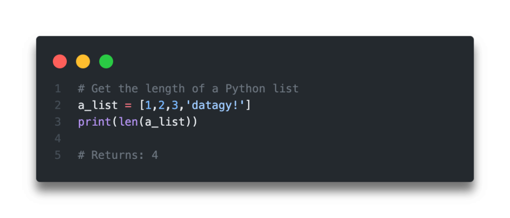 Quick answer to get the length of a Python list
