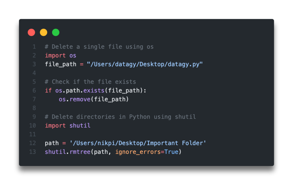 delete file using python os module