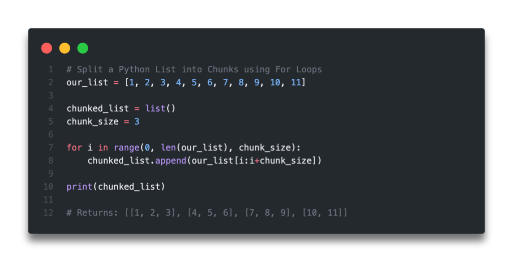 how to split list into chunks python