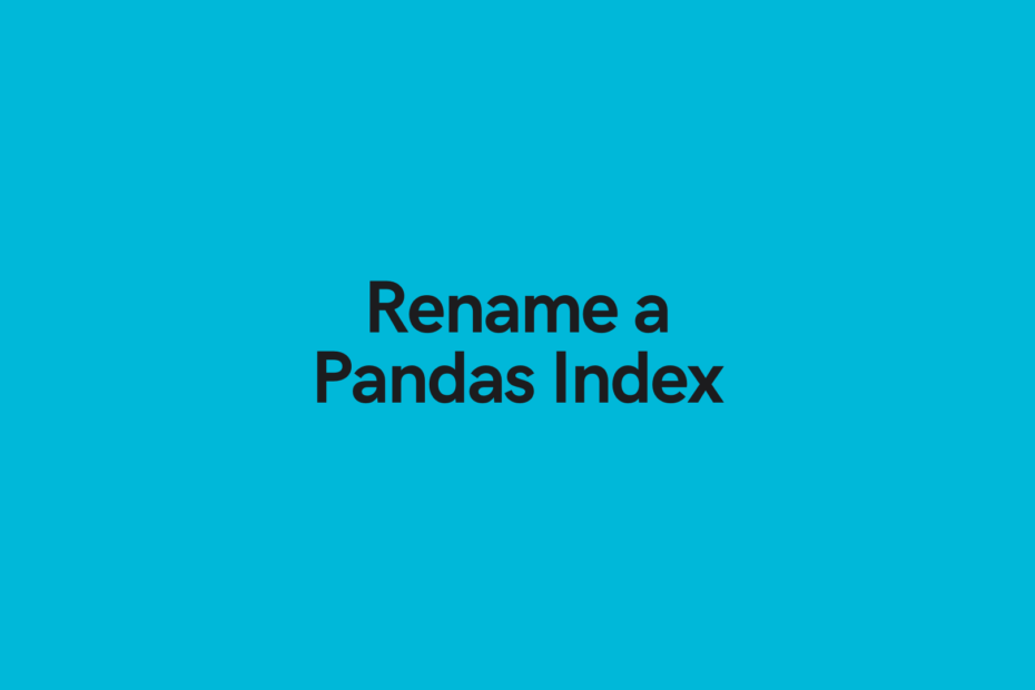 Rename a Pandas Index Cover Image