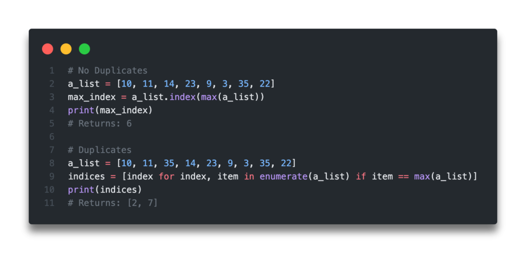 index of max element in np array python