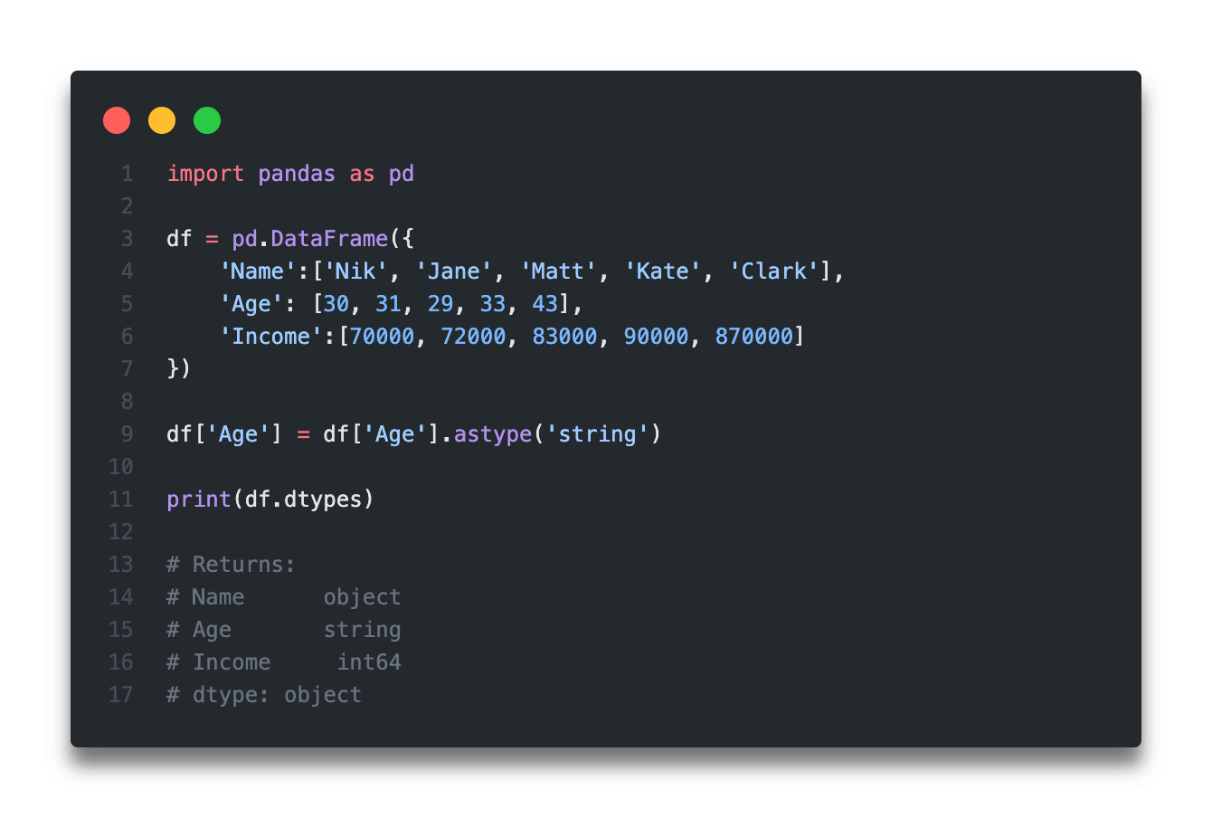 pandas dataframe column to list of strings