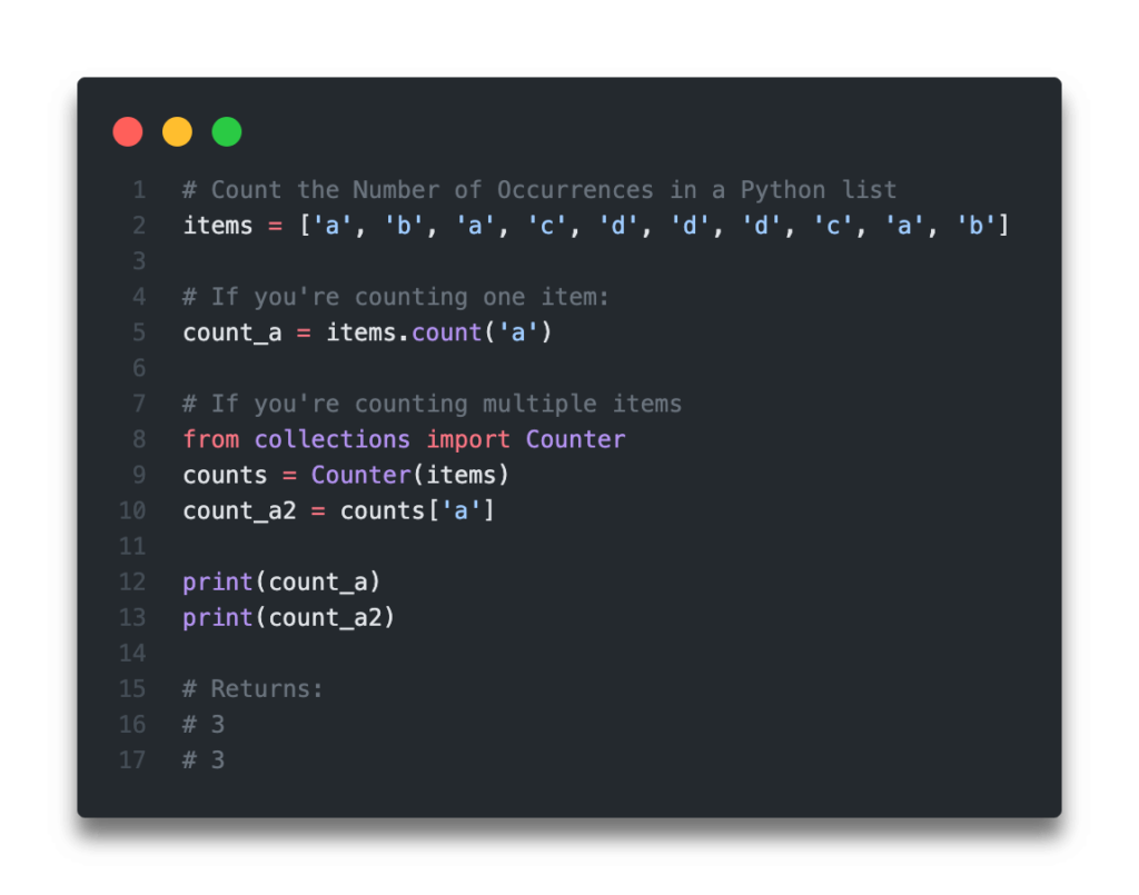 Python: Count Number of Occurrences List Ways) datagy