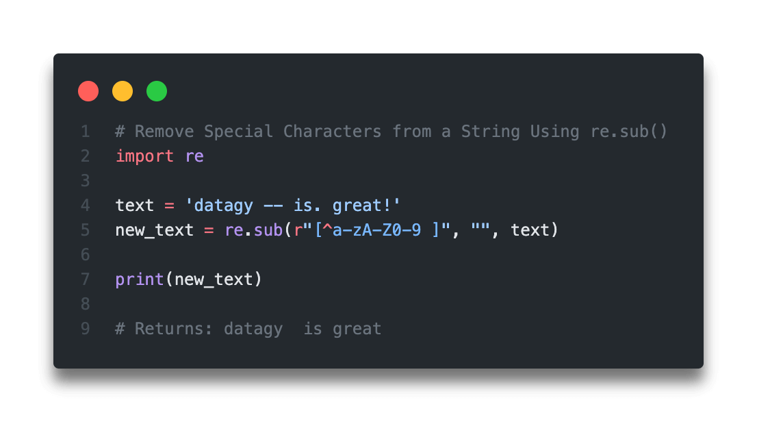 Python Removing Special Characters From String