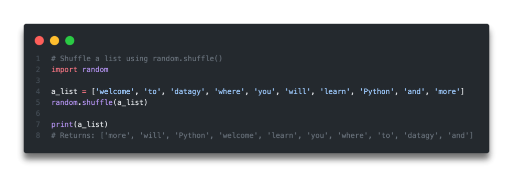 Python Shuffle A List Randomize Python List Elements Datagy