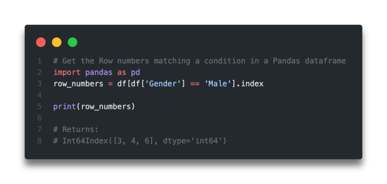 Pandas Dataframe Get Row Indices