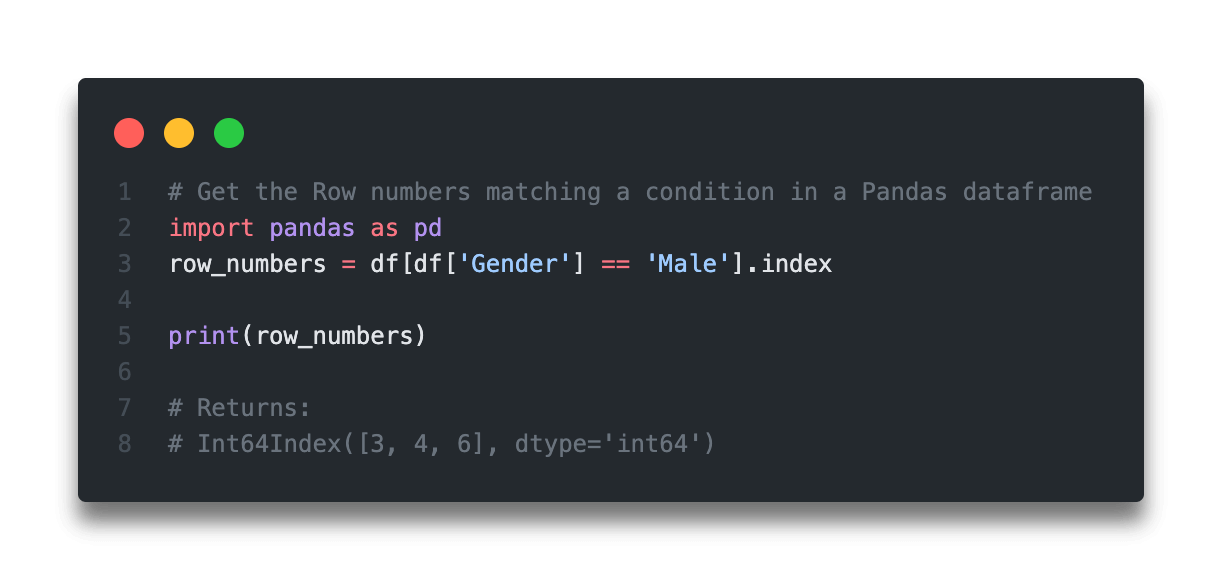 Pandas Get Row Number By Column Value