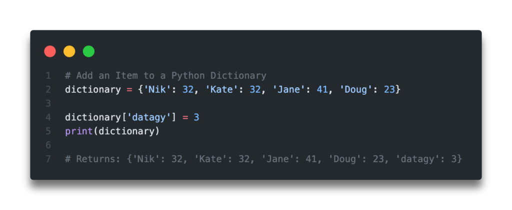 Python: Add Key:Value Pair to Dictionary • datagy