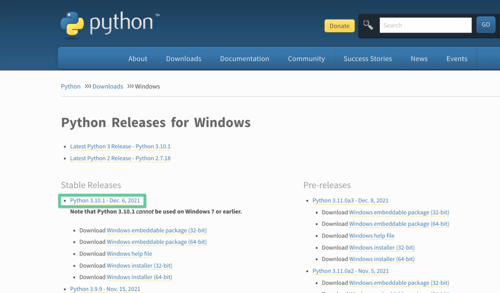Downloading the Stable Version of Python in Windows